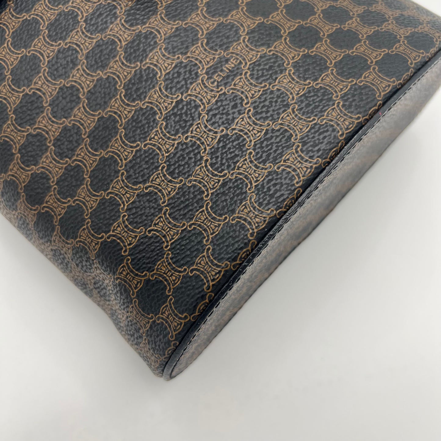 Celine Paris Black Macadam Blason Triomphe Two-Way Vanity Bag