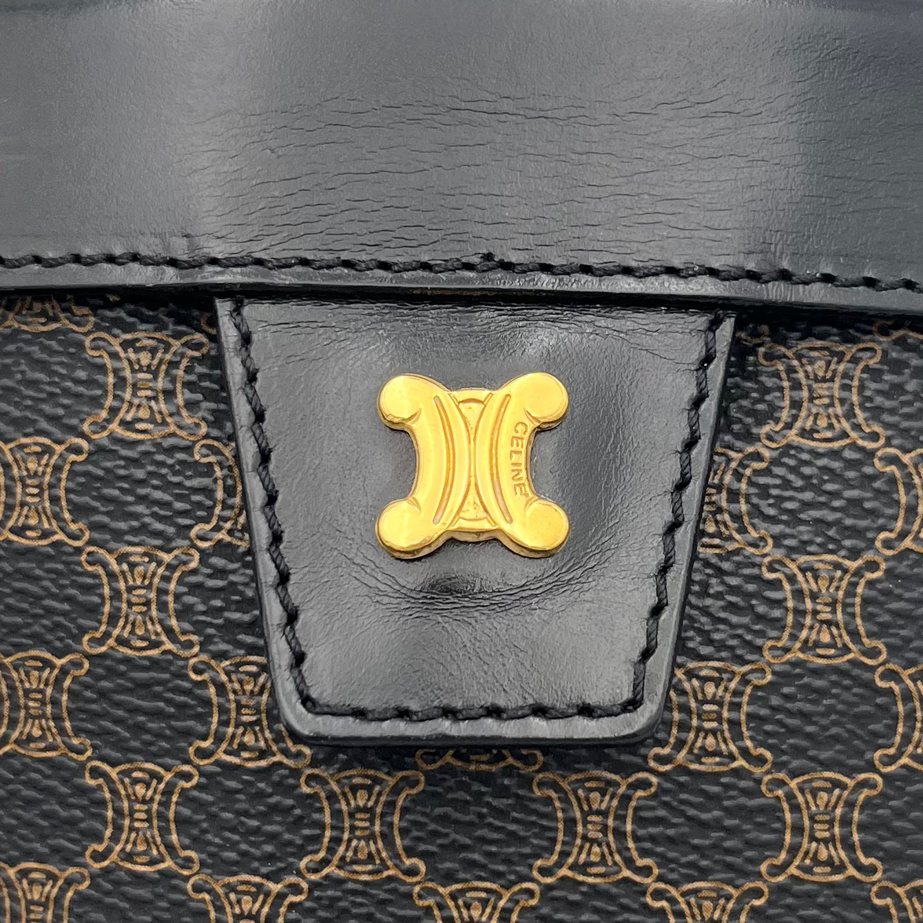 Celine Paris Black Macadam Blason Triomphe Two-Way Vanity Bag