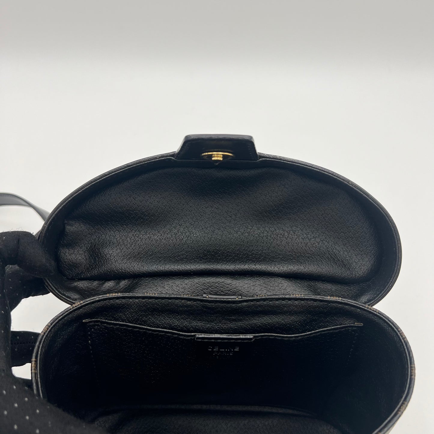 Celine Paris Black Macadam Blason Triomphe Two-Way Vanity Bag