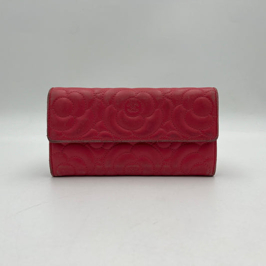 Chanel Pink Camellia Embossed Leather Large Flap Long Wallet