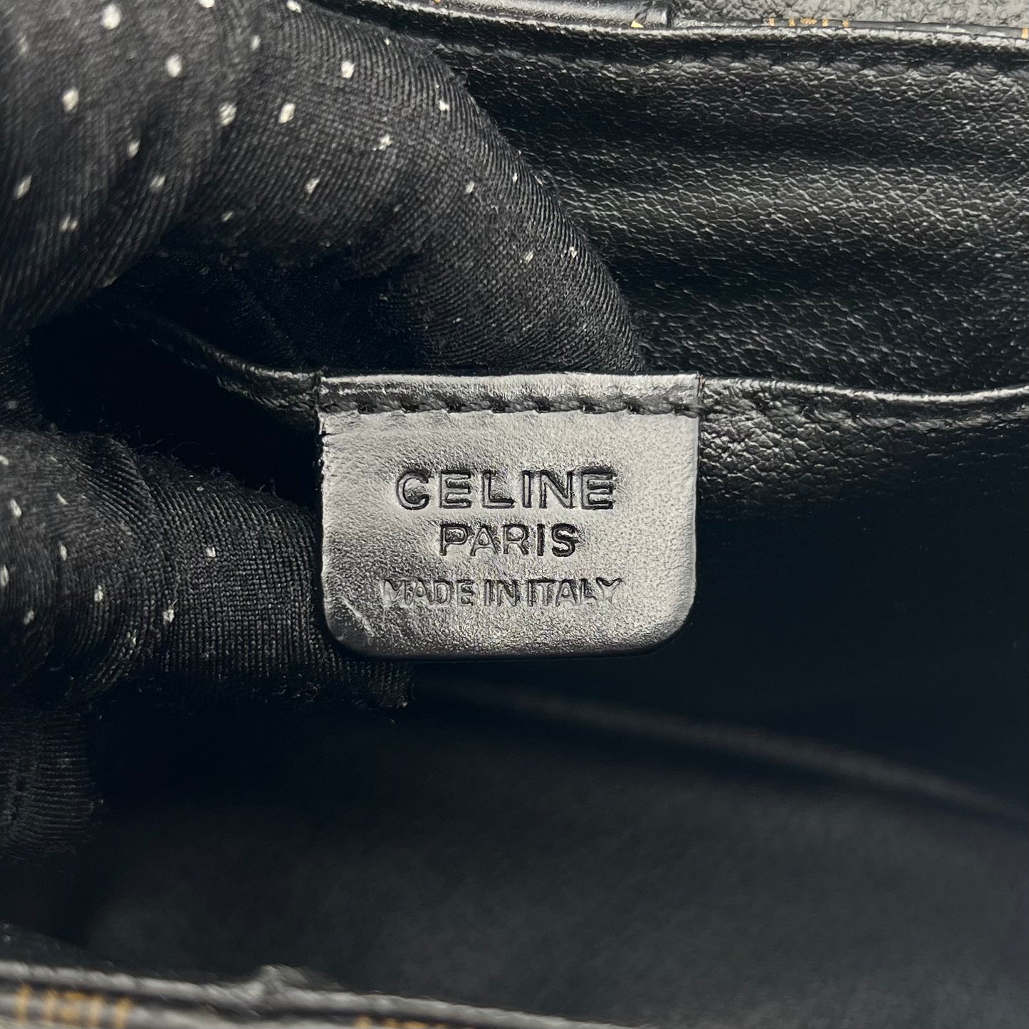 Celine Paris Black Macadam Blason Triomphe Two-Way Vanity Bag