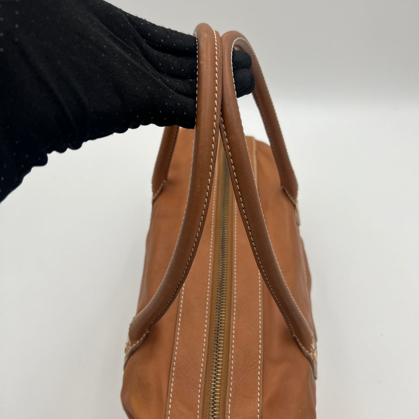 Celine Paris Vintage Camel Brown Leather Shoulder Bag