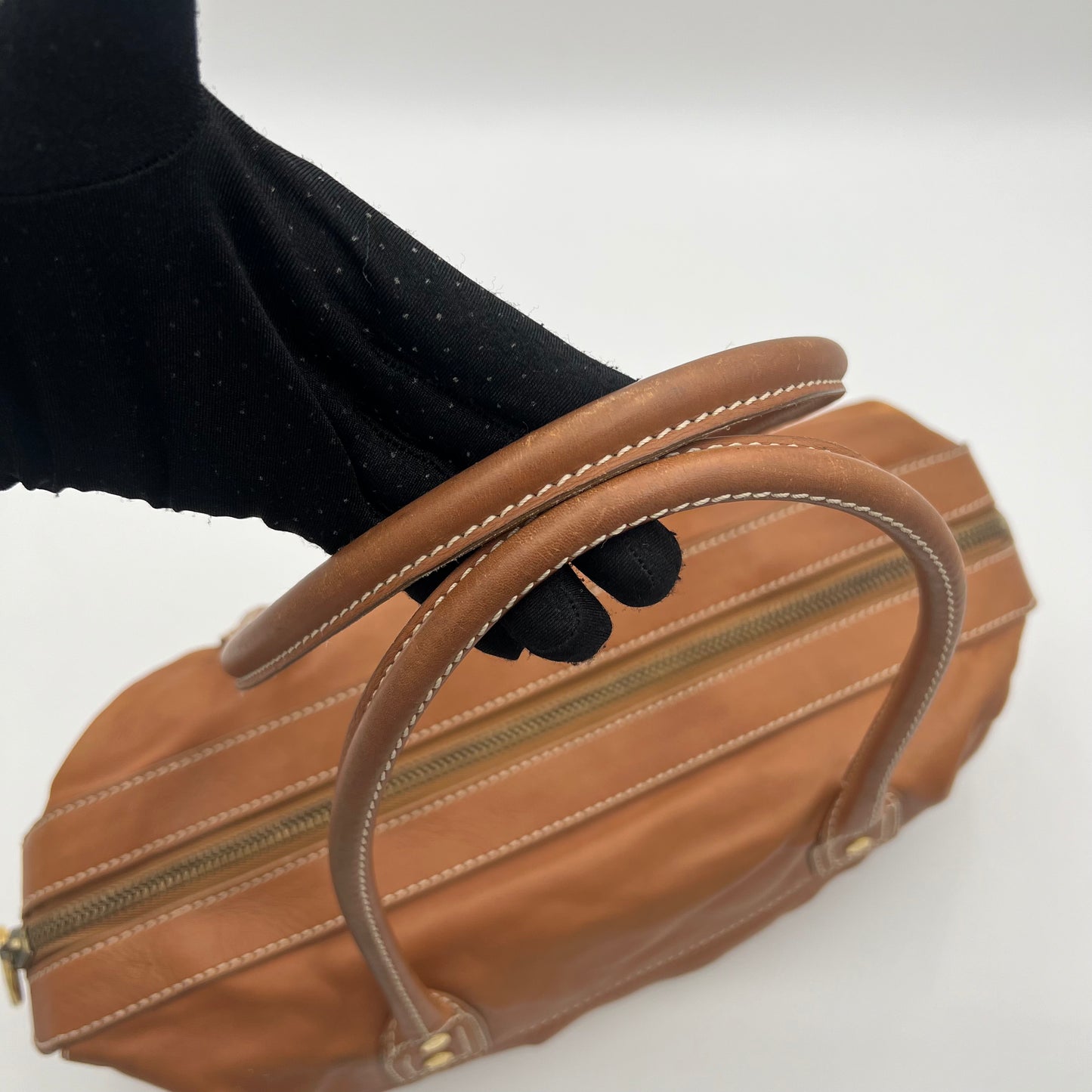 Celine Paris Vintage Camel Brown Leather Shoulder Bag