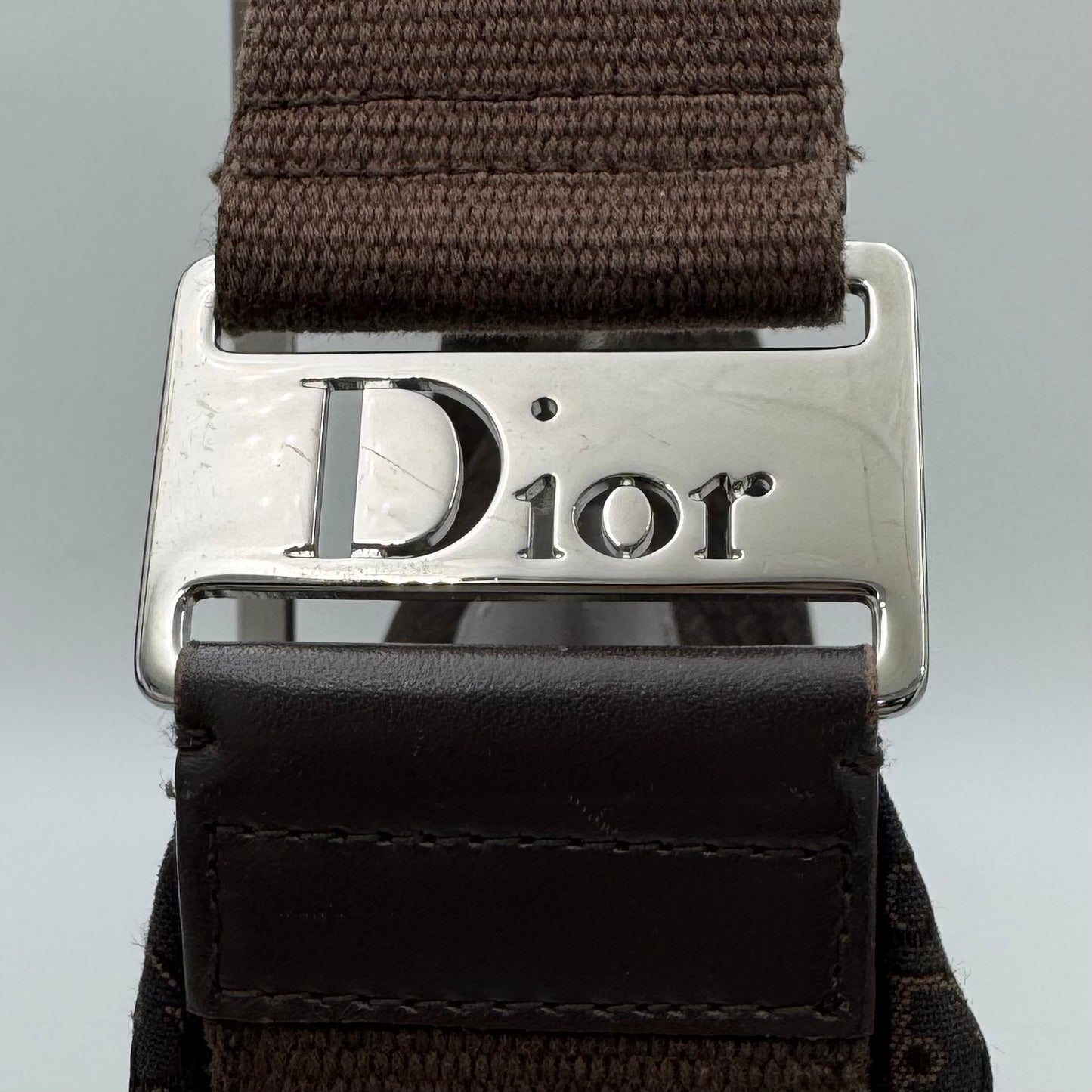 Christian Dior Dark Brown Trotter Canvas Street Chic Large Half Moon Bag