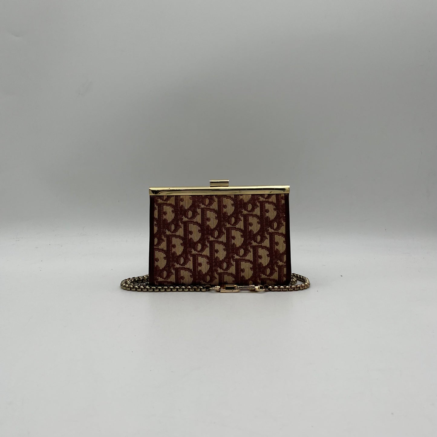 Christian Dior Burgundy Oblique Canvas Mini Clutch