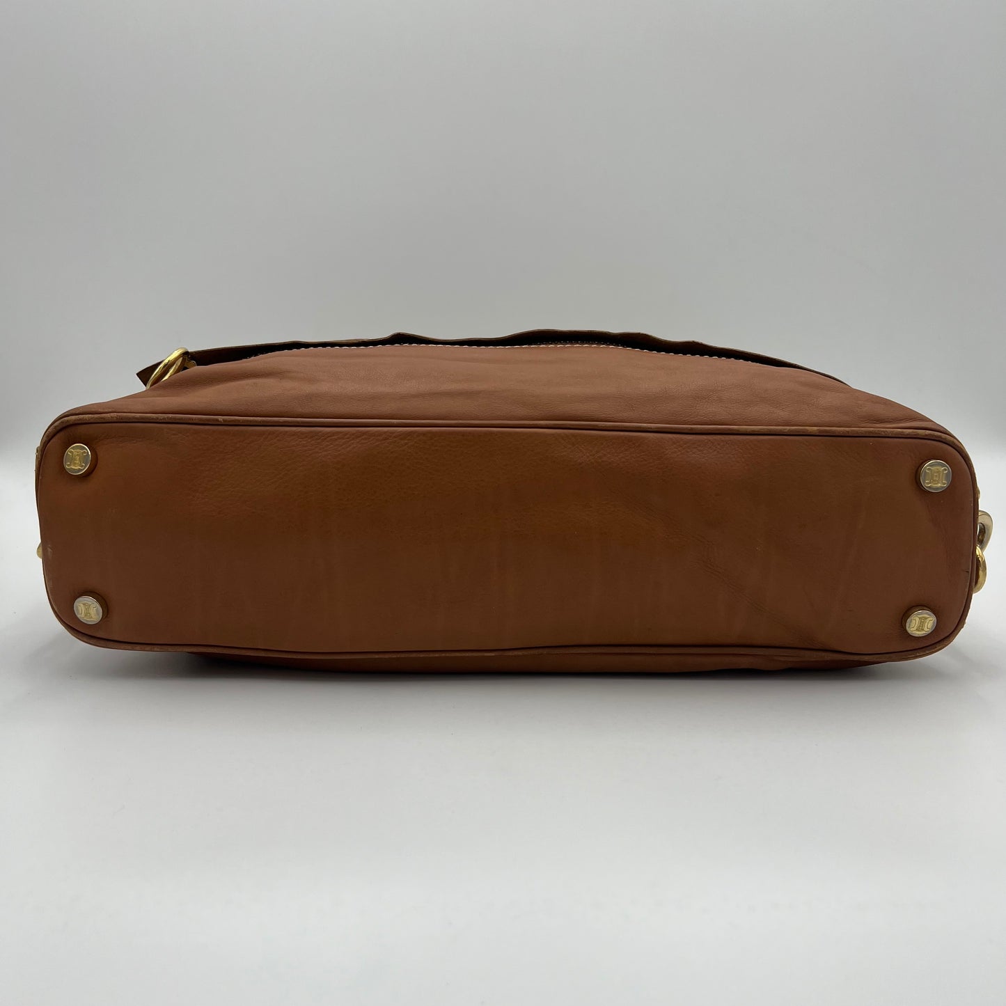 Celine Paris Vintage Camel Brown Leather Shoulder Bag