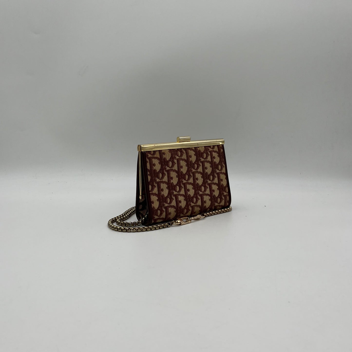 Christian Dior Burgundy Oblique Canvas Mini Clutch