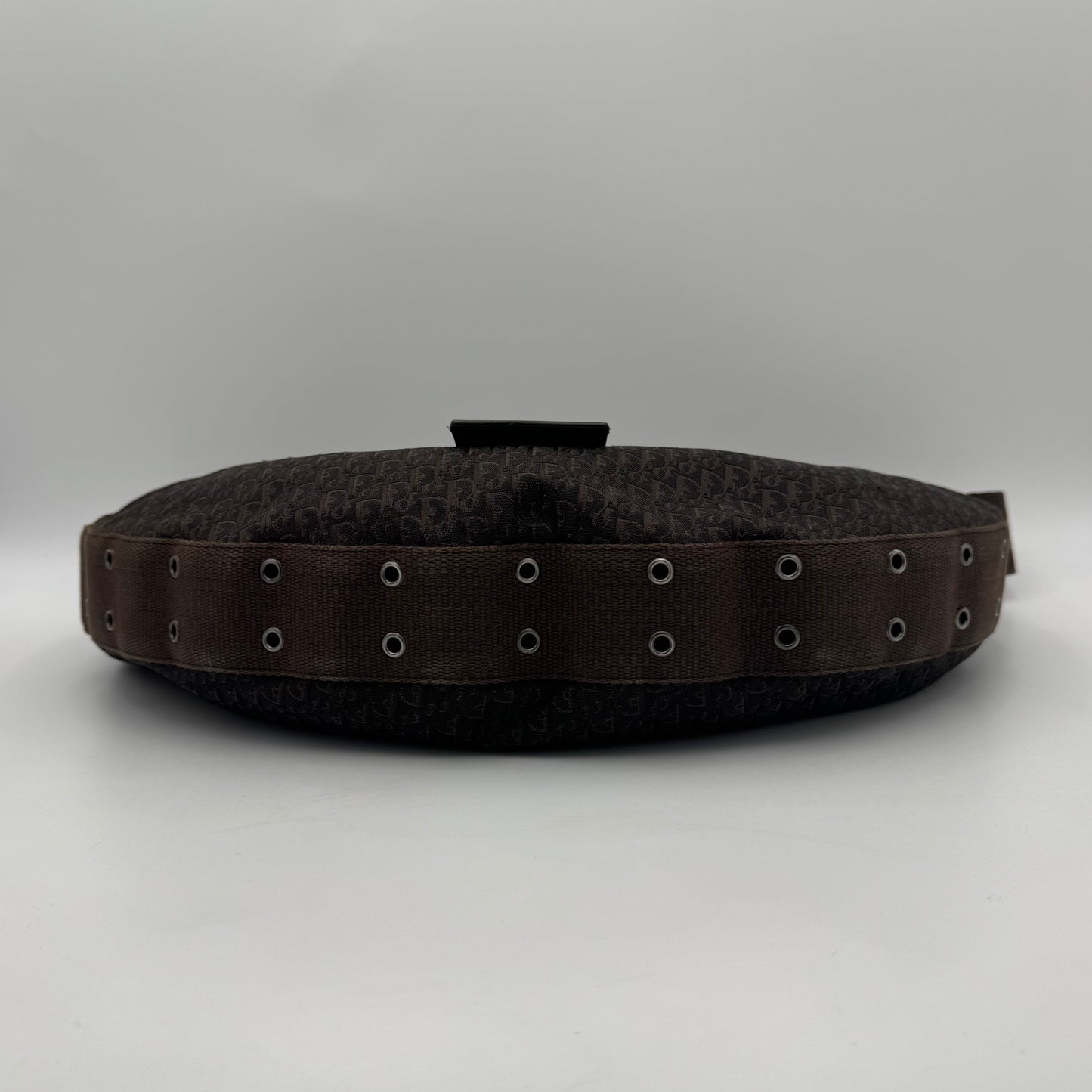 Christian Dior Dark Brown Trotter Canvas Street Chic Large Half Moon Bag