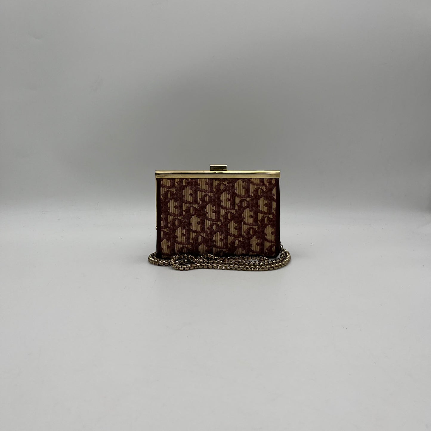 Christian Dior Burgundy Oblique Canvas Mini Clutch