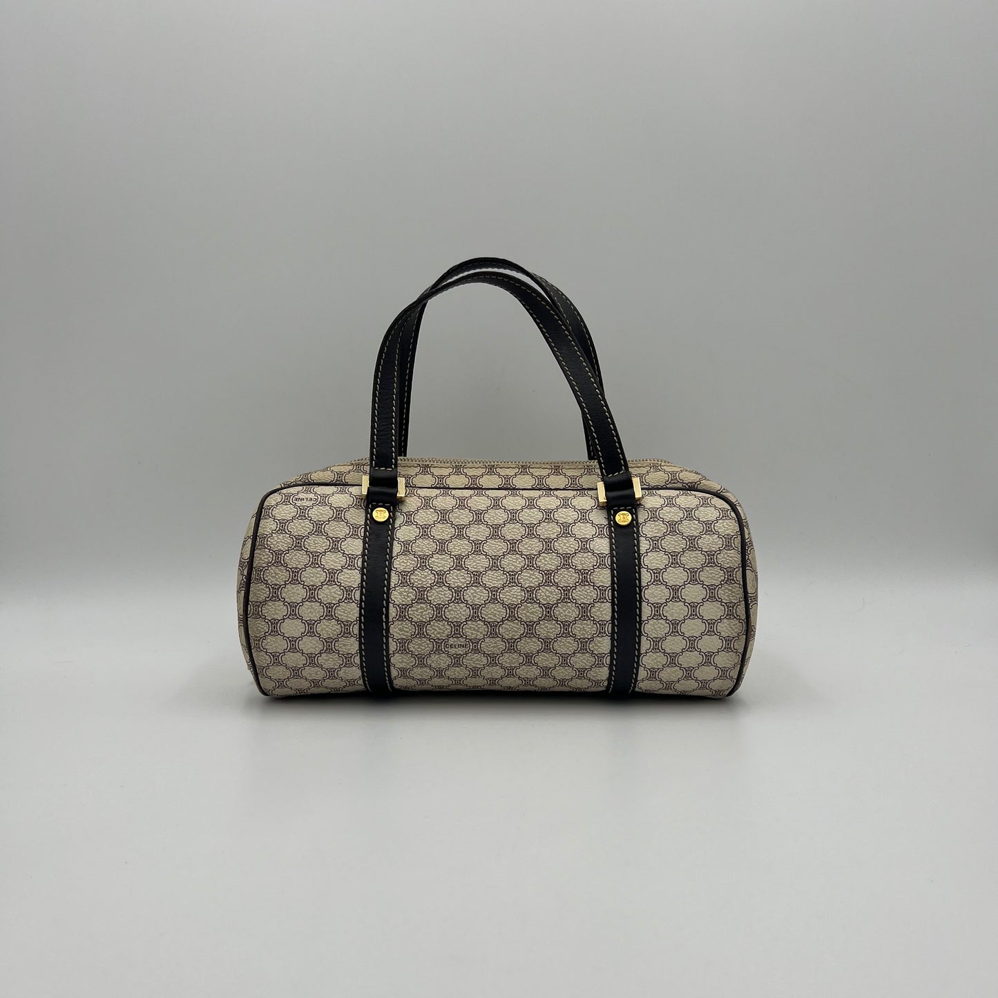 Celine Paris White Macadam Barrel Bag