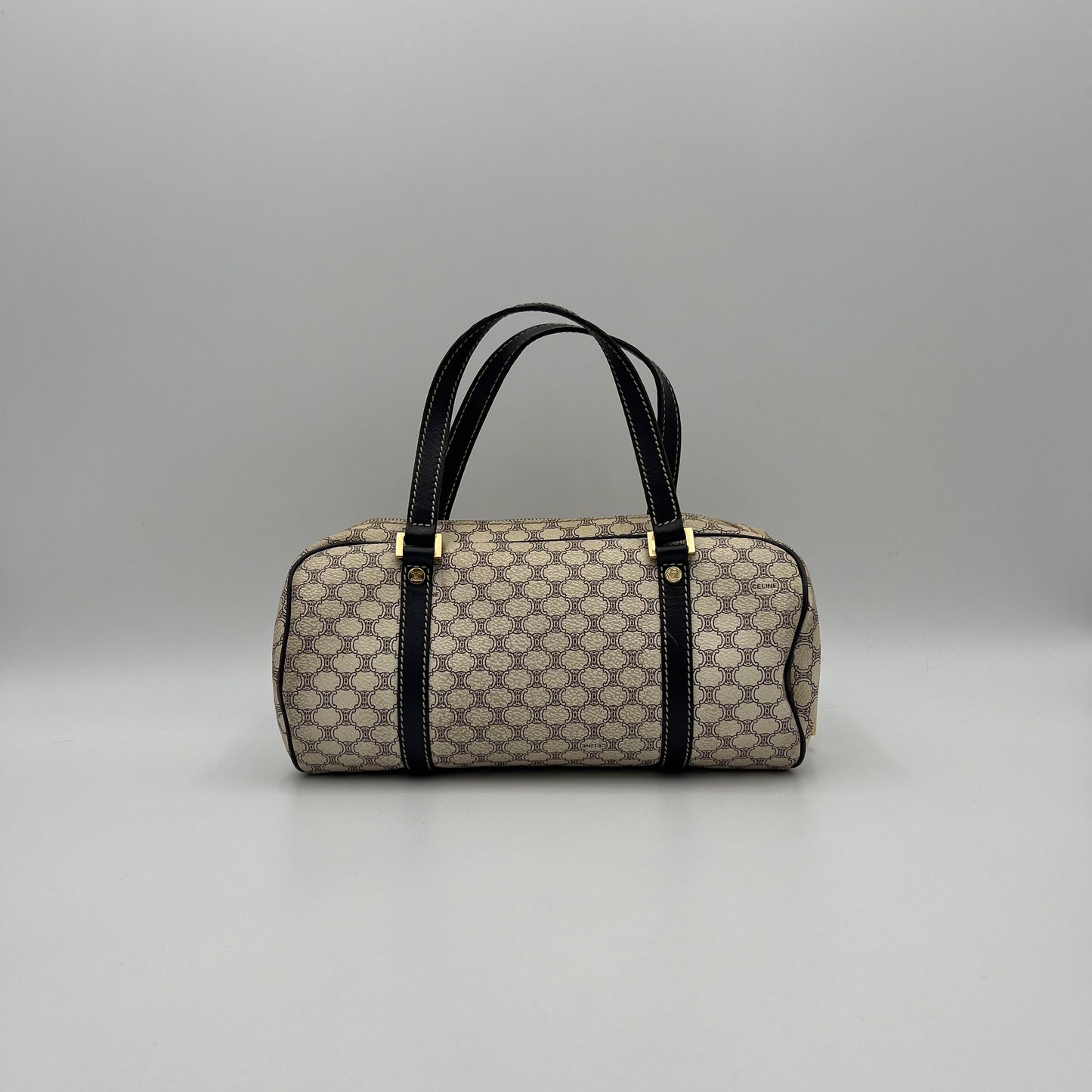 Celine Paris White Macadam Barrel Bag