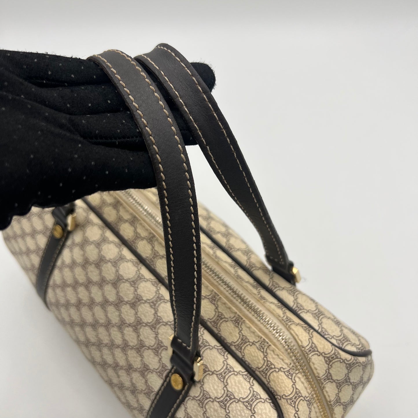 Celine Paris White Macadam Barrel Bag