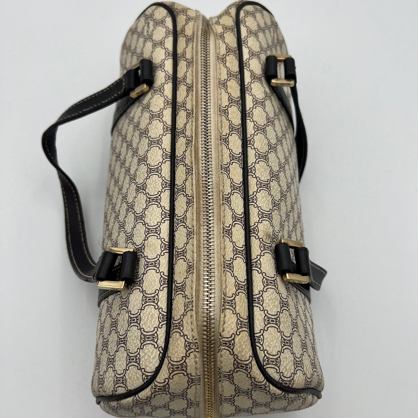 Celine Paris White Macadam Barrel Bag