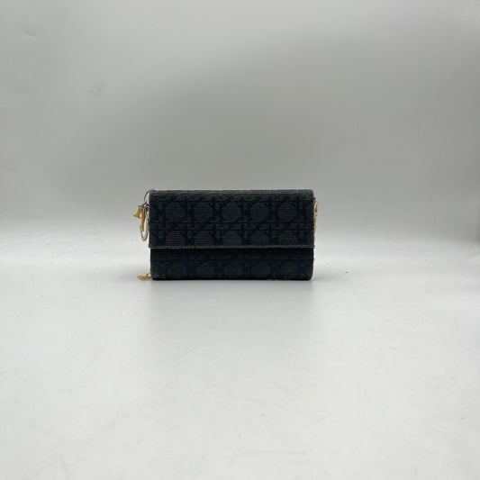 Christian Dior Black Cannage Canvas Trifold Long Wallet