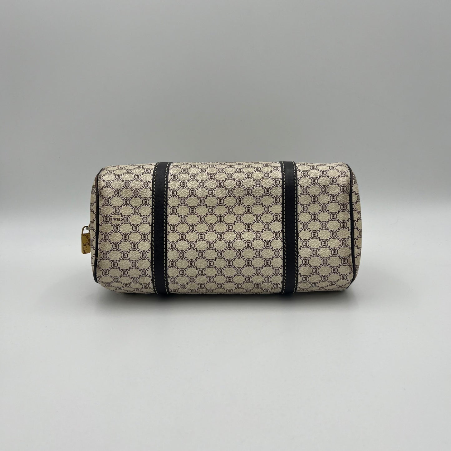 Celine Paris White Macadam Barrel Bag