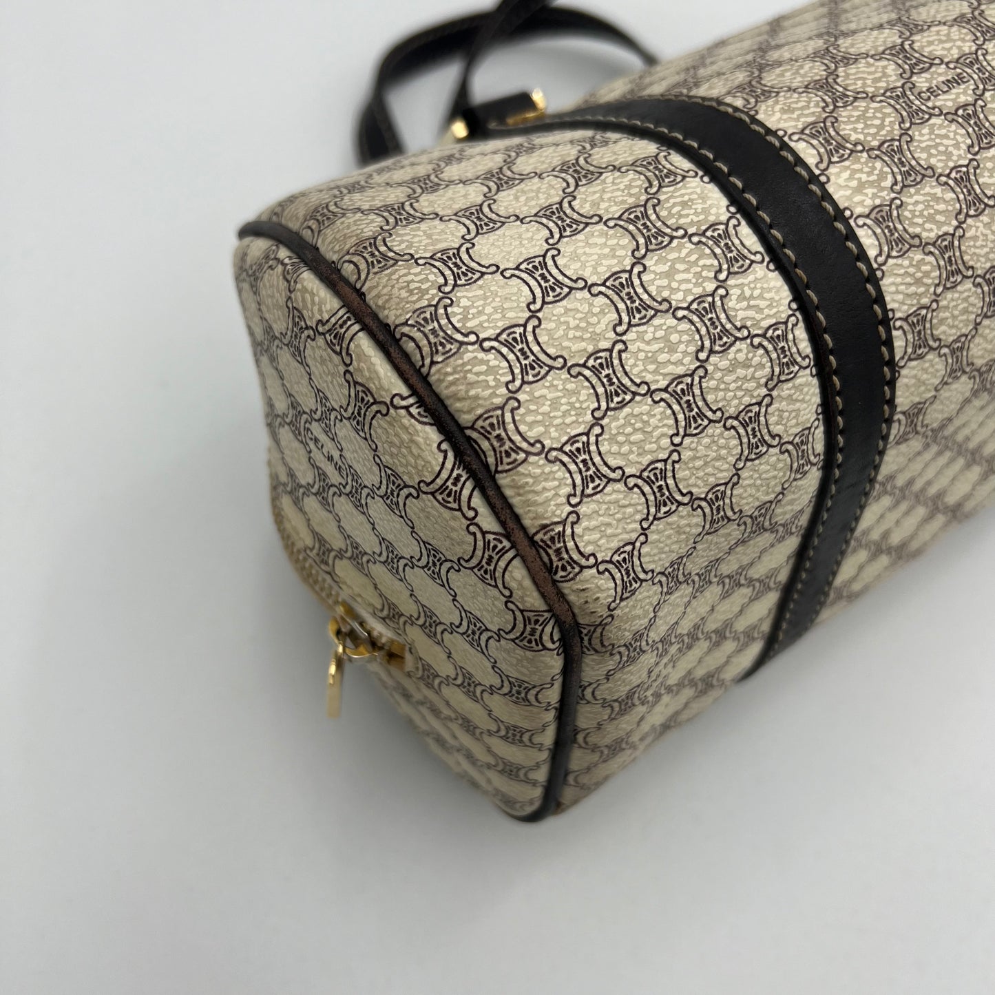 Celine Paris White Macadam Barrel Bag
