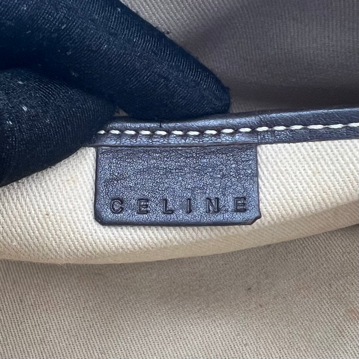 Celine Paris White Macadam Barrel Bag