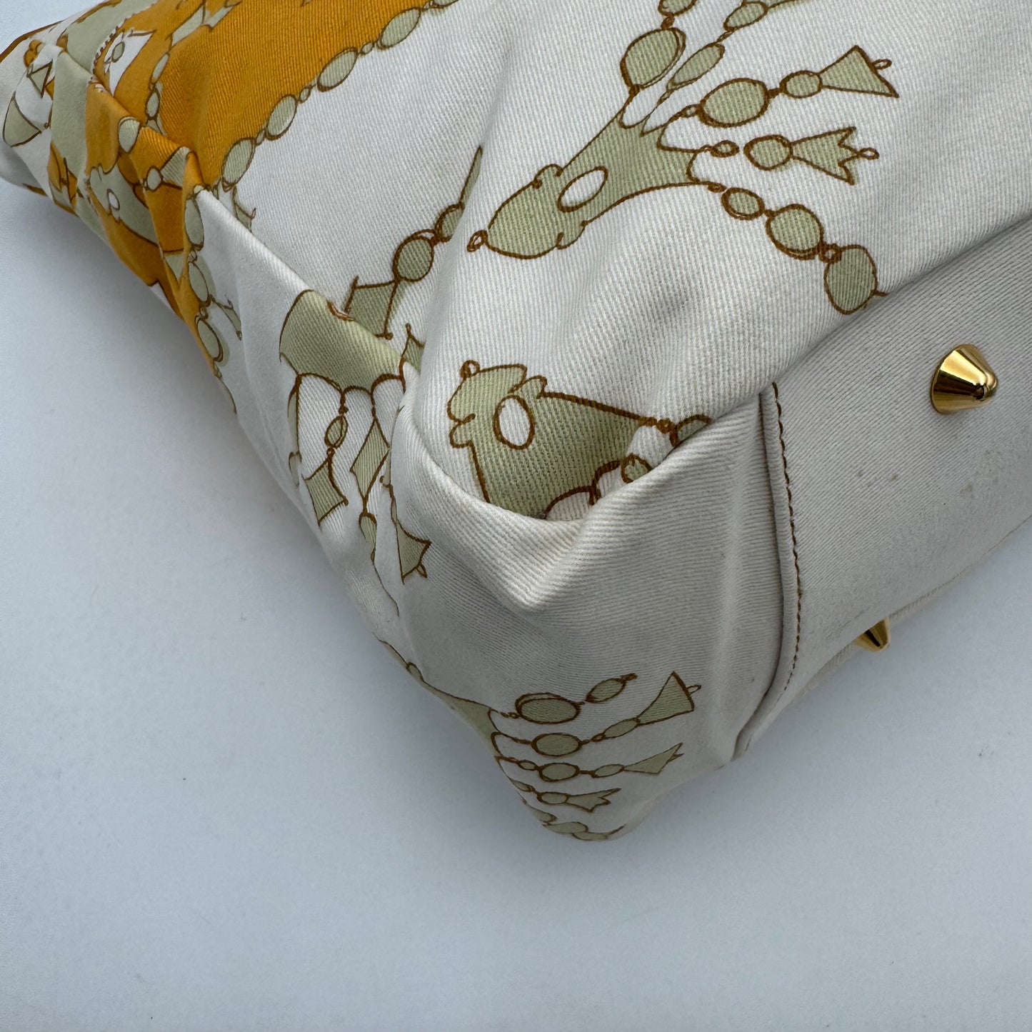 Christian Dior Orange Printed Cotton Tote GHW
