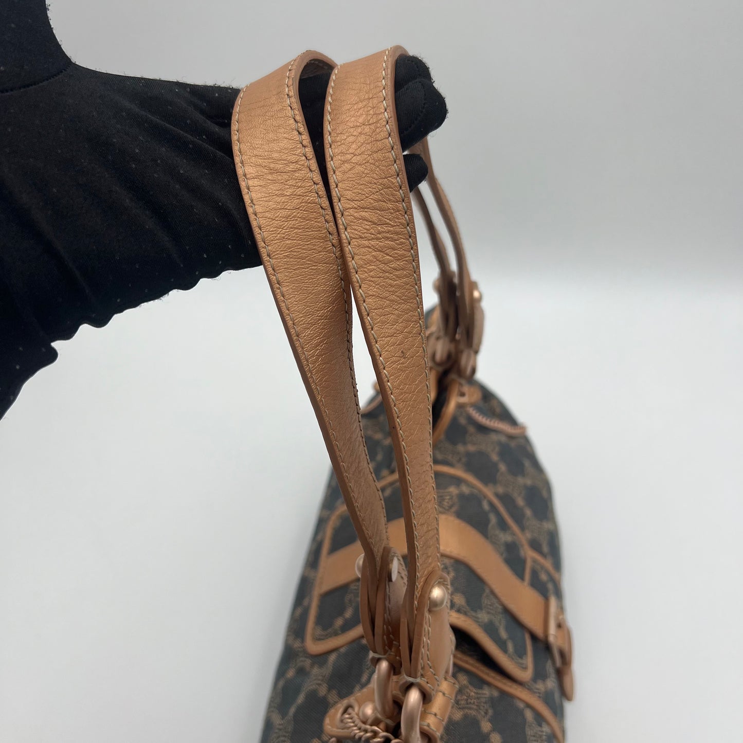 Celine Paris Macadam Denim Buckle Flap Large Hobo Shoulder Bag