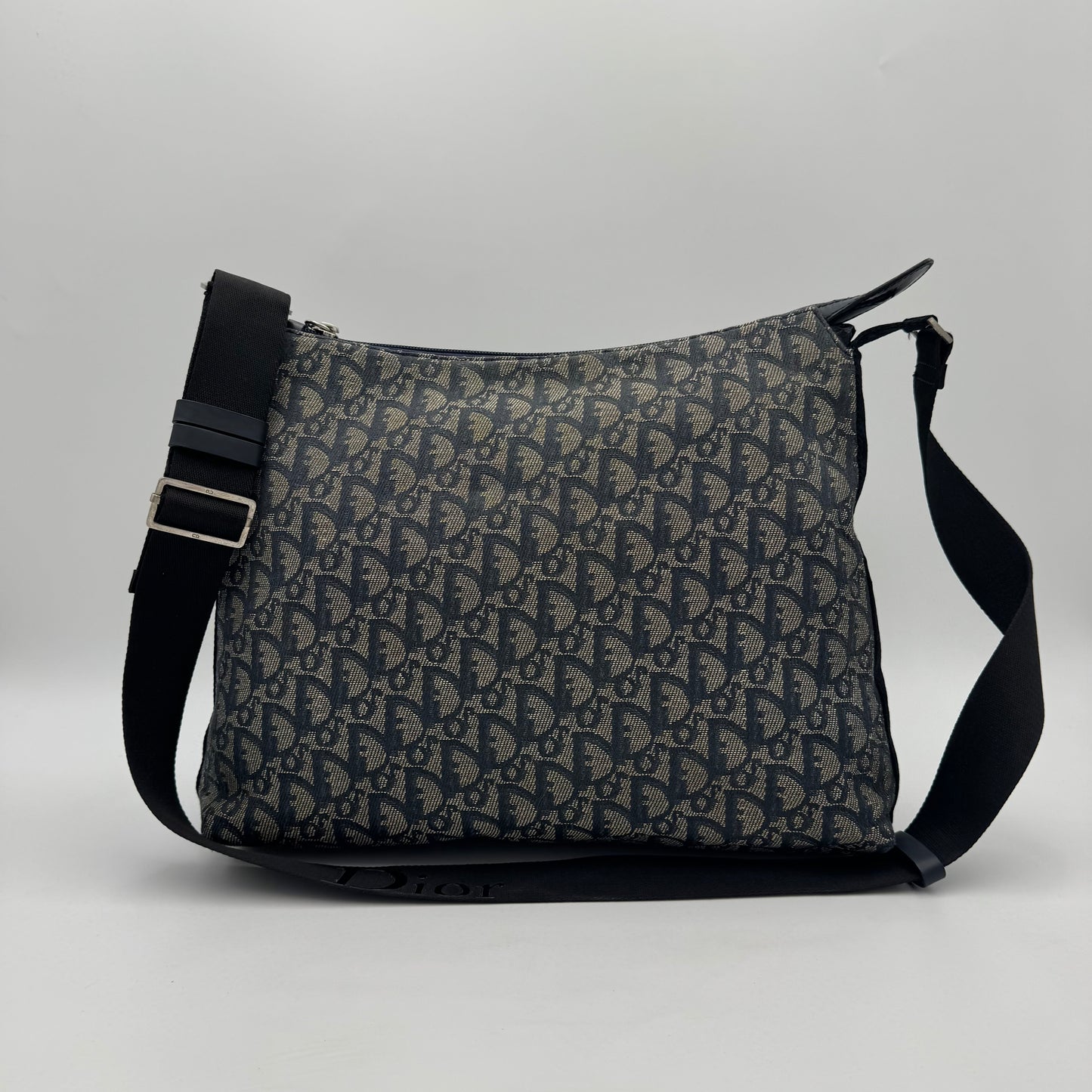 Christian Dior Blue Oblique Canvas Large Hobo Crossbody