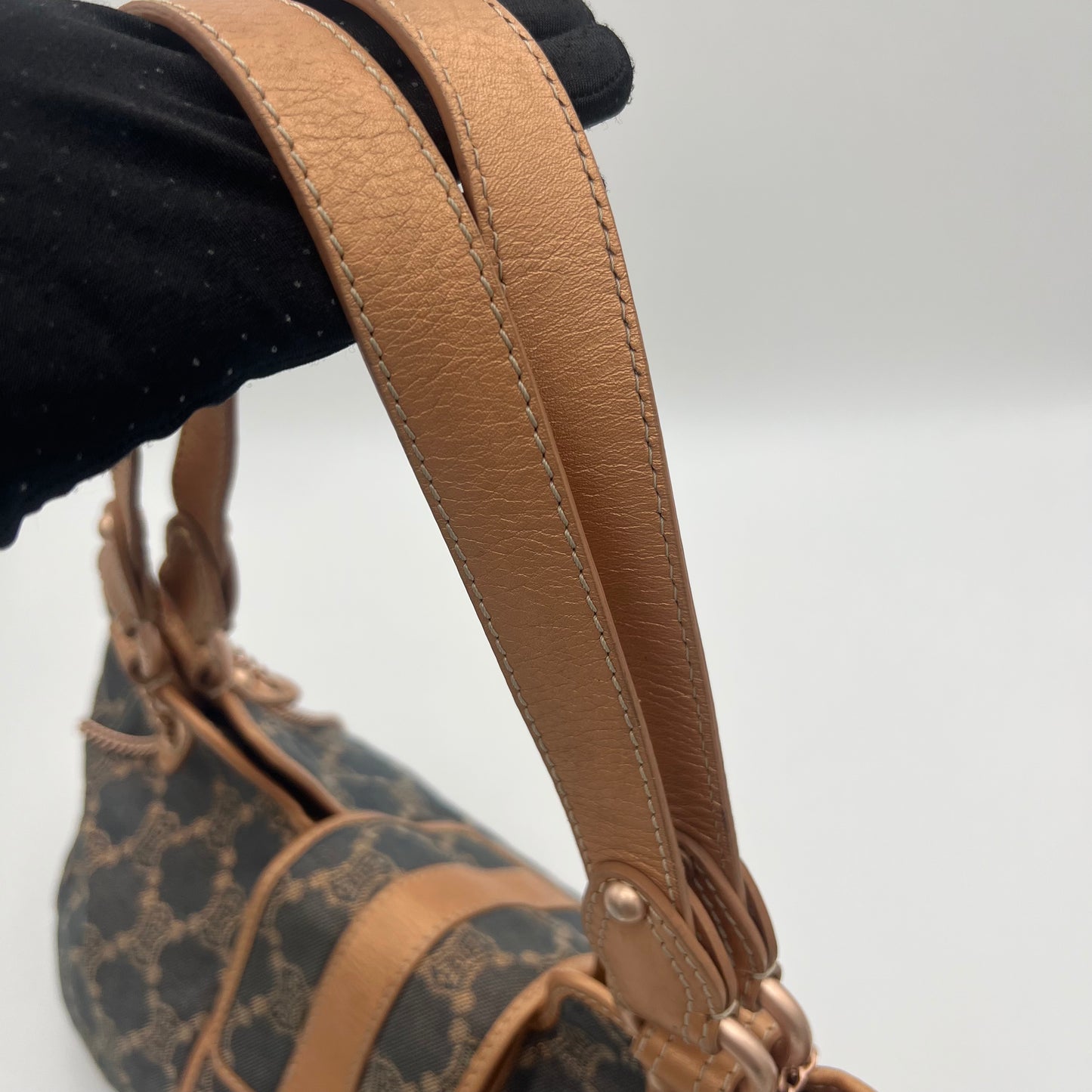 Celine Paris Macadam Denim Buckle Flap Large Hobo Shoulder Bag