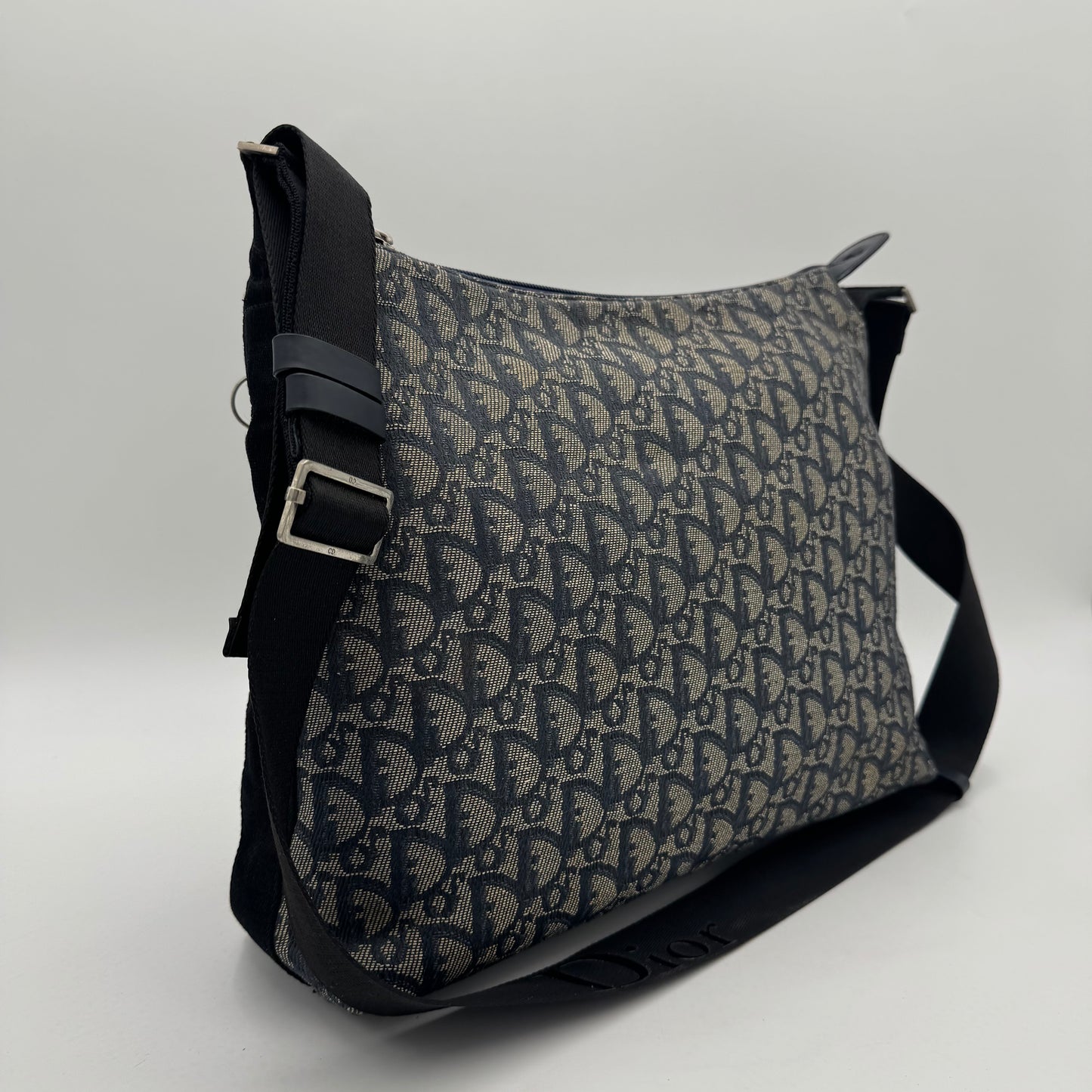 Christian Dior Blue Oblique Canvas Large Hobo Crossbody
