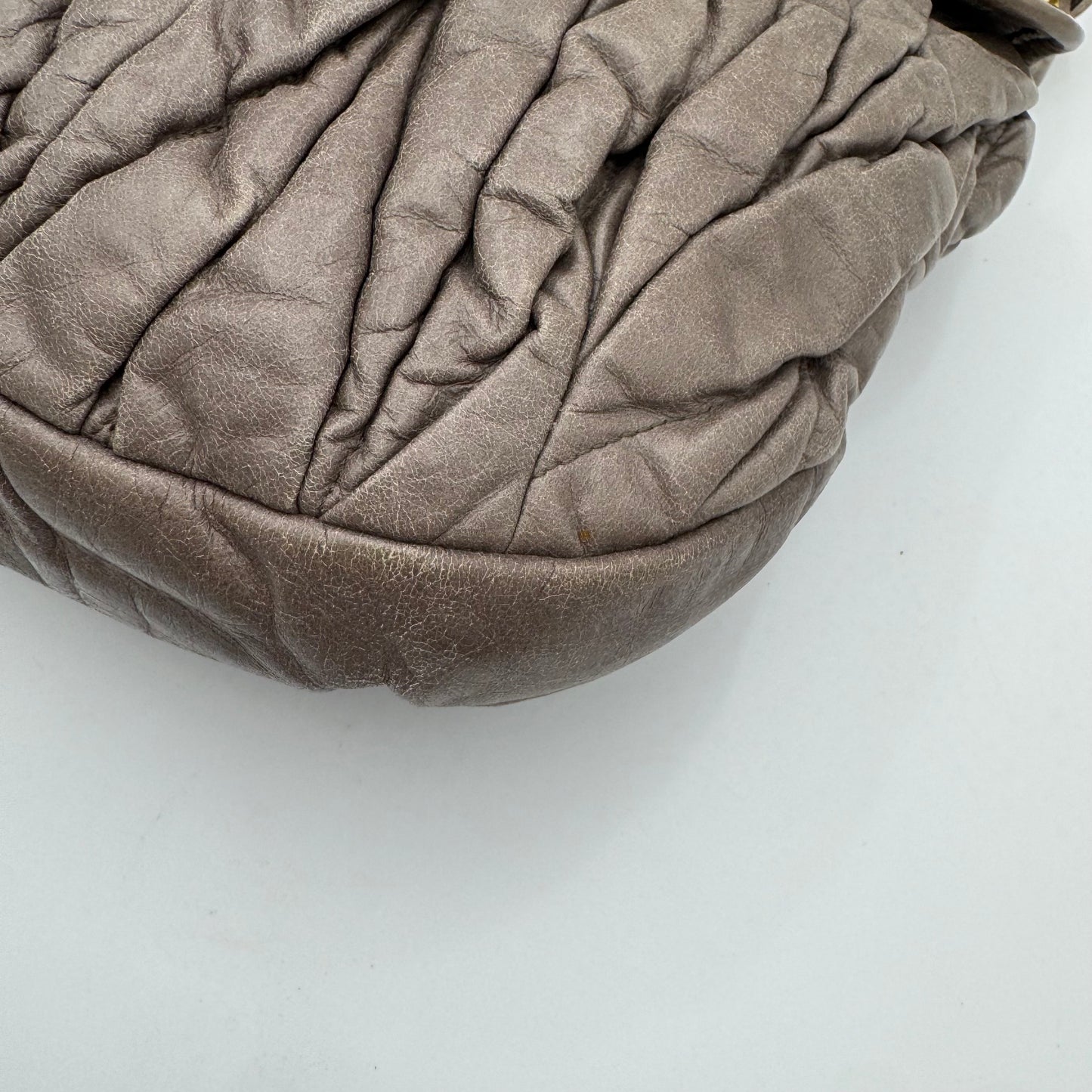Miu Miu Gray Matelasse Leather Large Coffer Handbag
