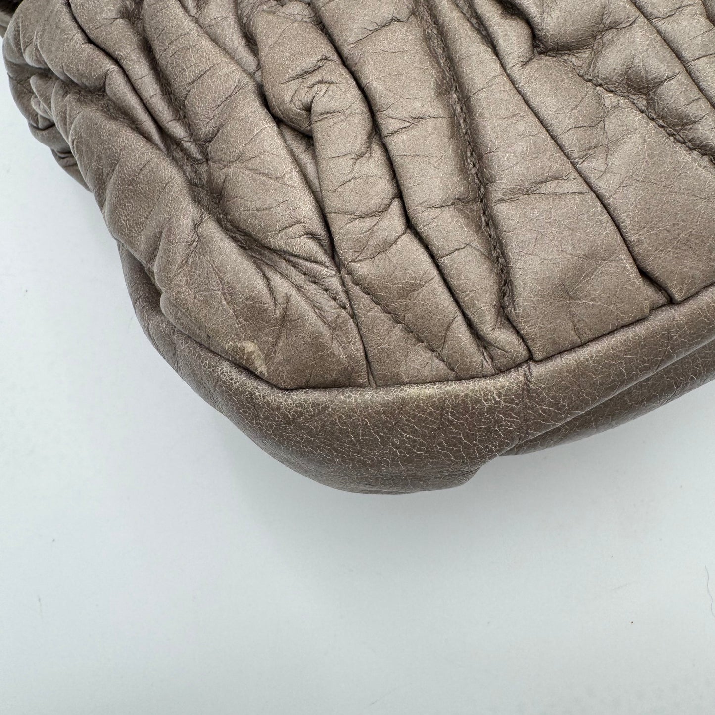 Miu Miu Gray Matelasse Leather Large Coffer Handbag