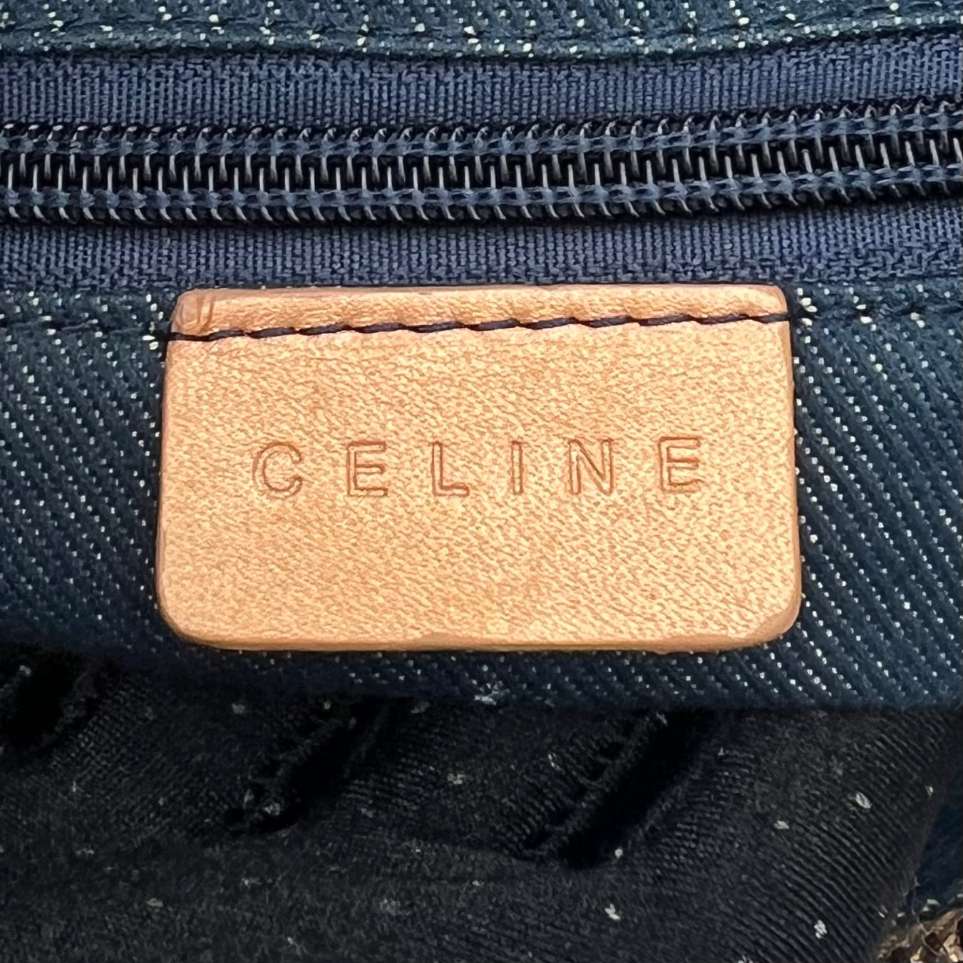Celine Paris Macadam Denim Buckle Flap Large Hobo Shoulder Bag