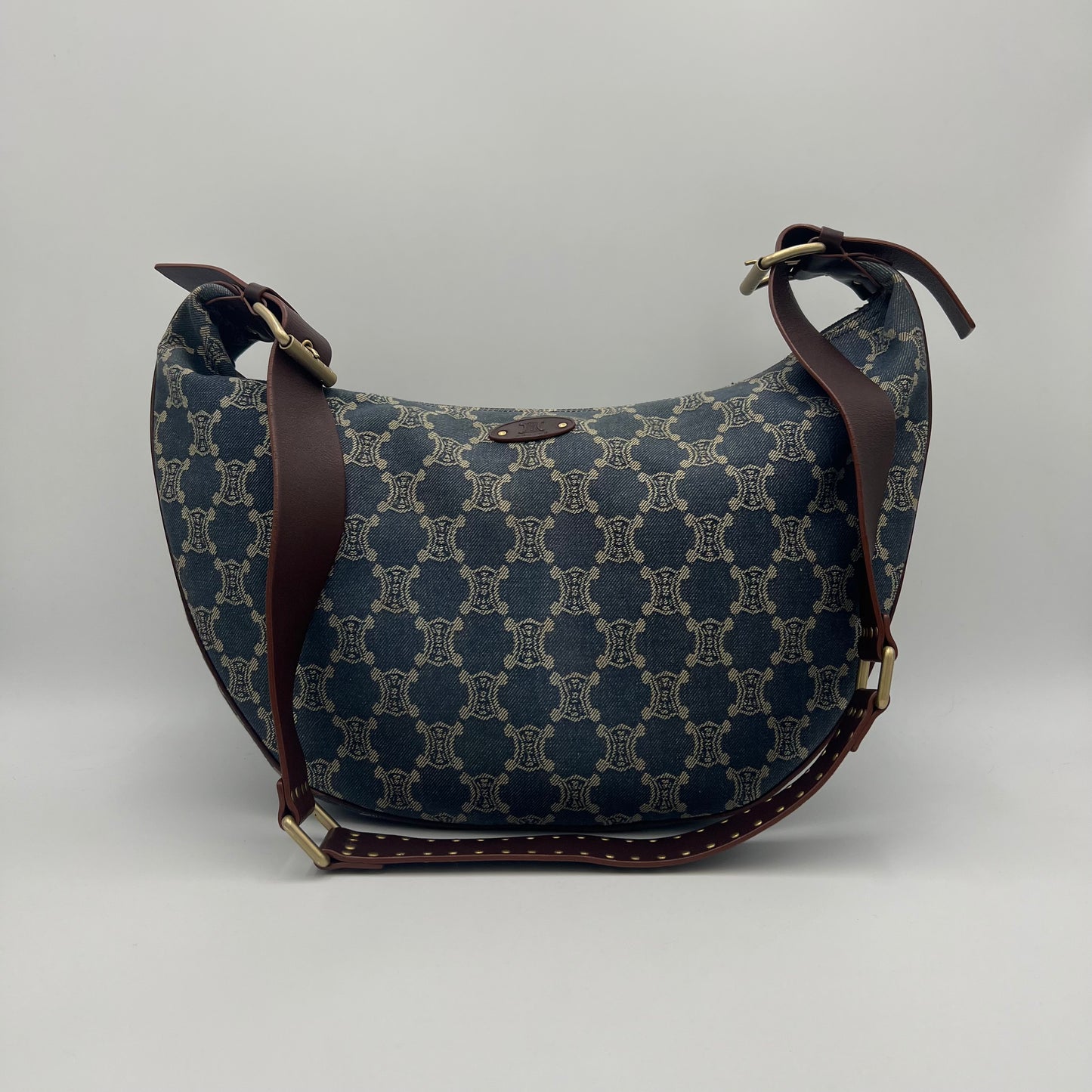 Celine Paris Macadam Denim Large Croissant Hobo Shoulder Sling Bag