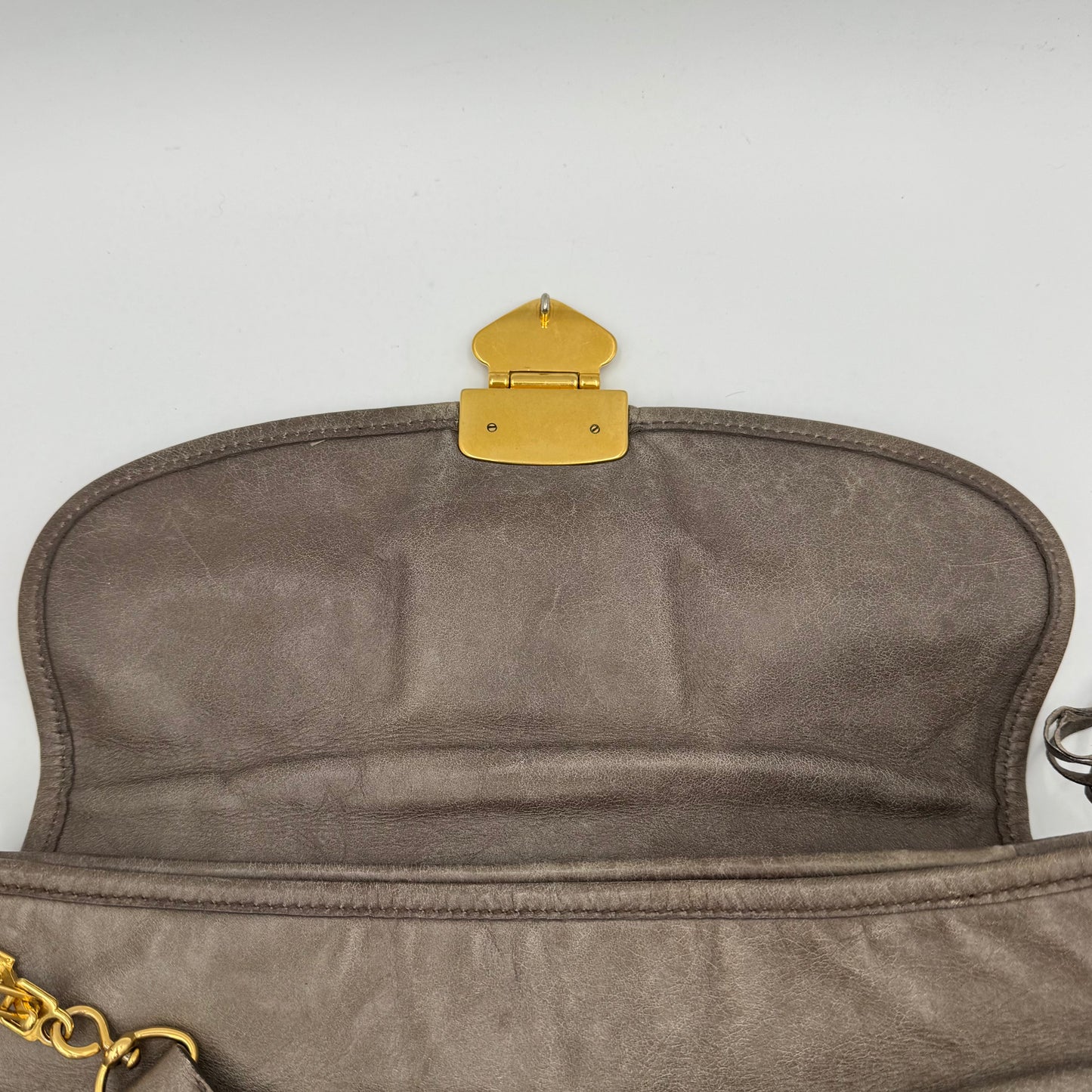 Miu Miu Gray Matelasse Leather Large Coffer Handbag