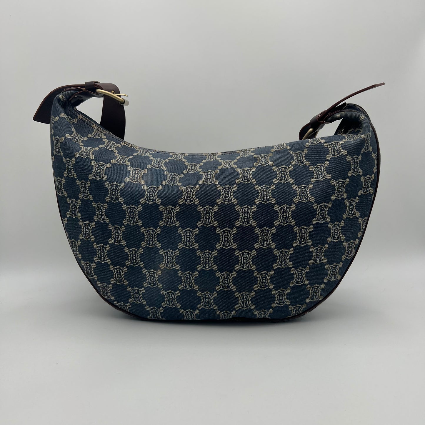 Celine Paris Macadam Denim Large Croissant Hobo Shoulder Sling Bag