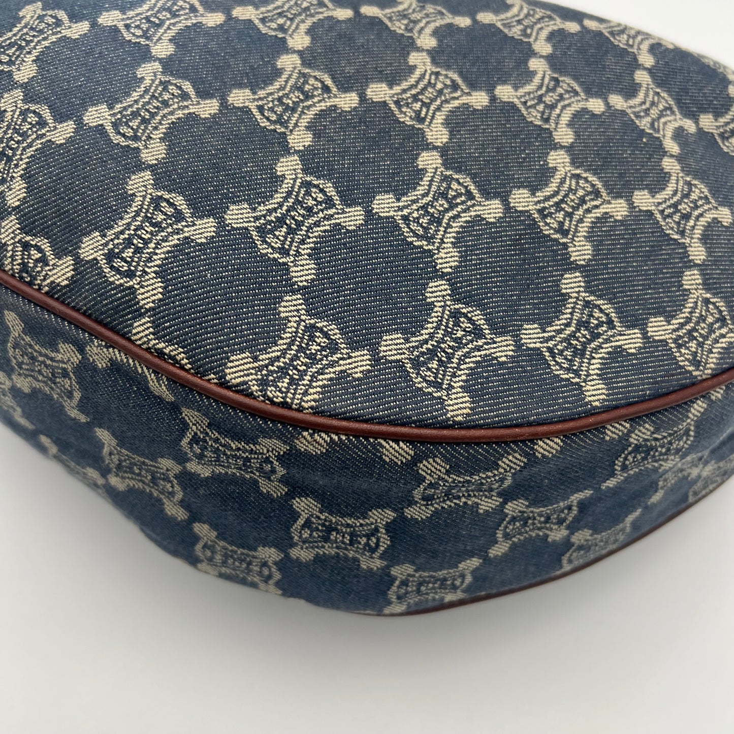 Celine Paris Macadam Denim Large Croissant Hobo Shoulder Sling Bag