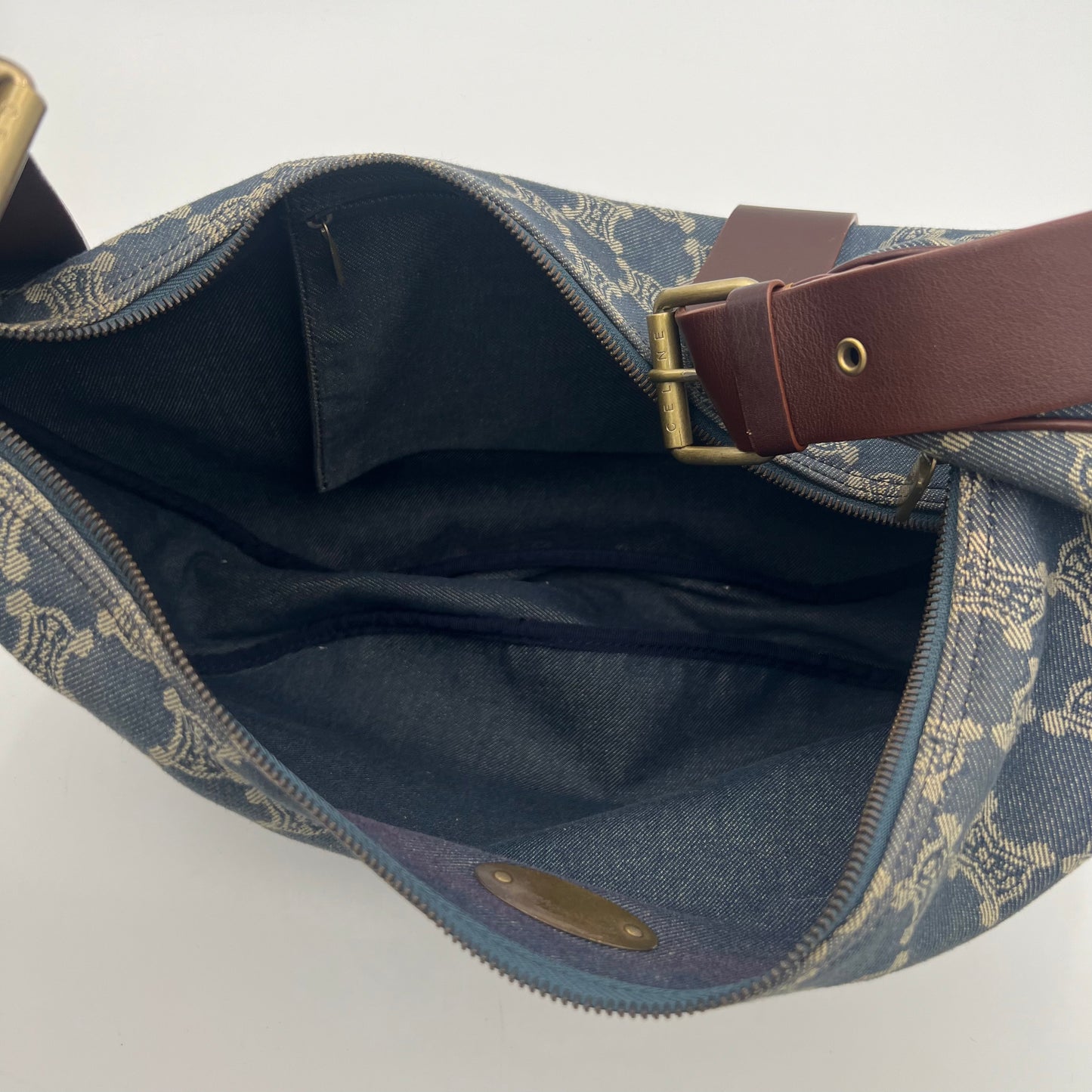 Celine Paris Macadam Denim Large Croissant Hobo Shoulder Sling Bag