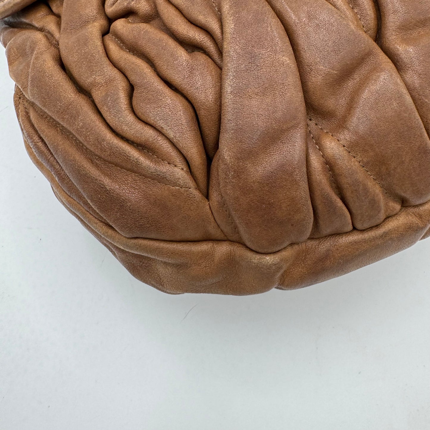 Miu Miu Brown Leather Matelasse Coffer Handbag
