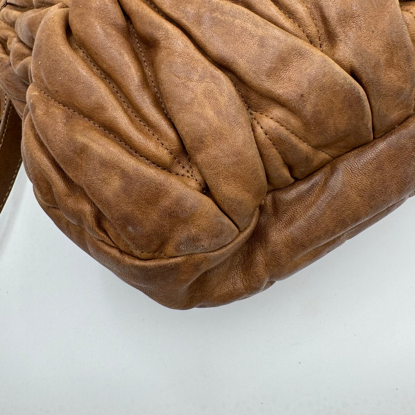 Miu Miu Brown Leather Matelasse Coffer Handbag
