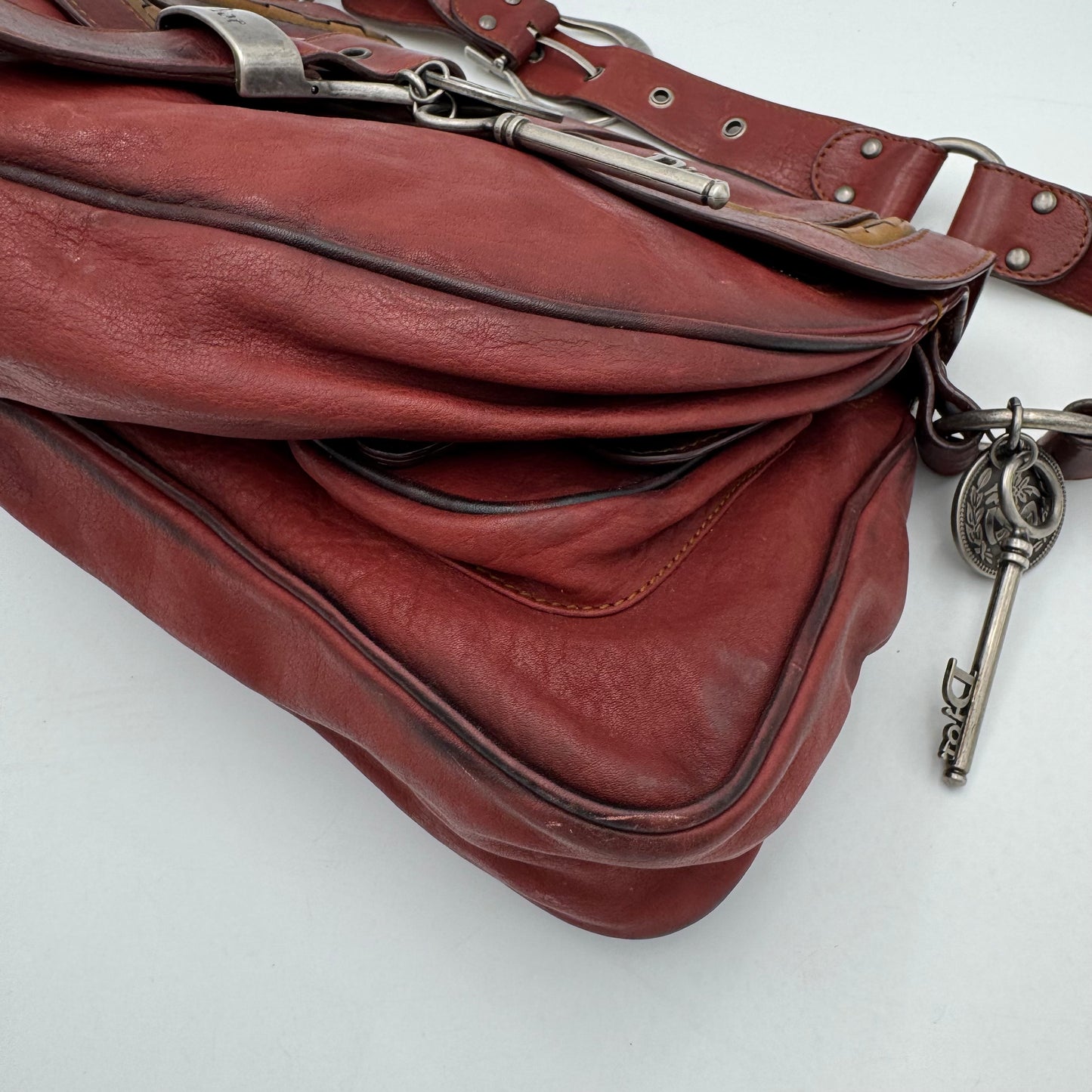 Christian Dior Brick Red Leather Gaucho Double Saddle