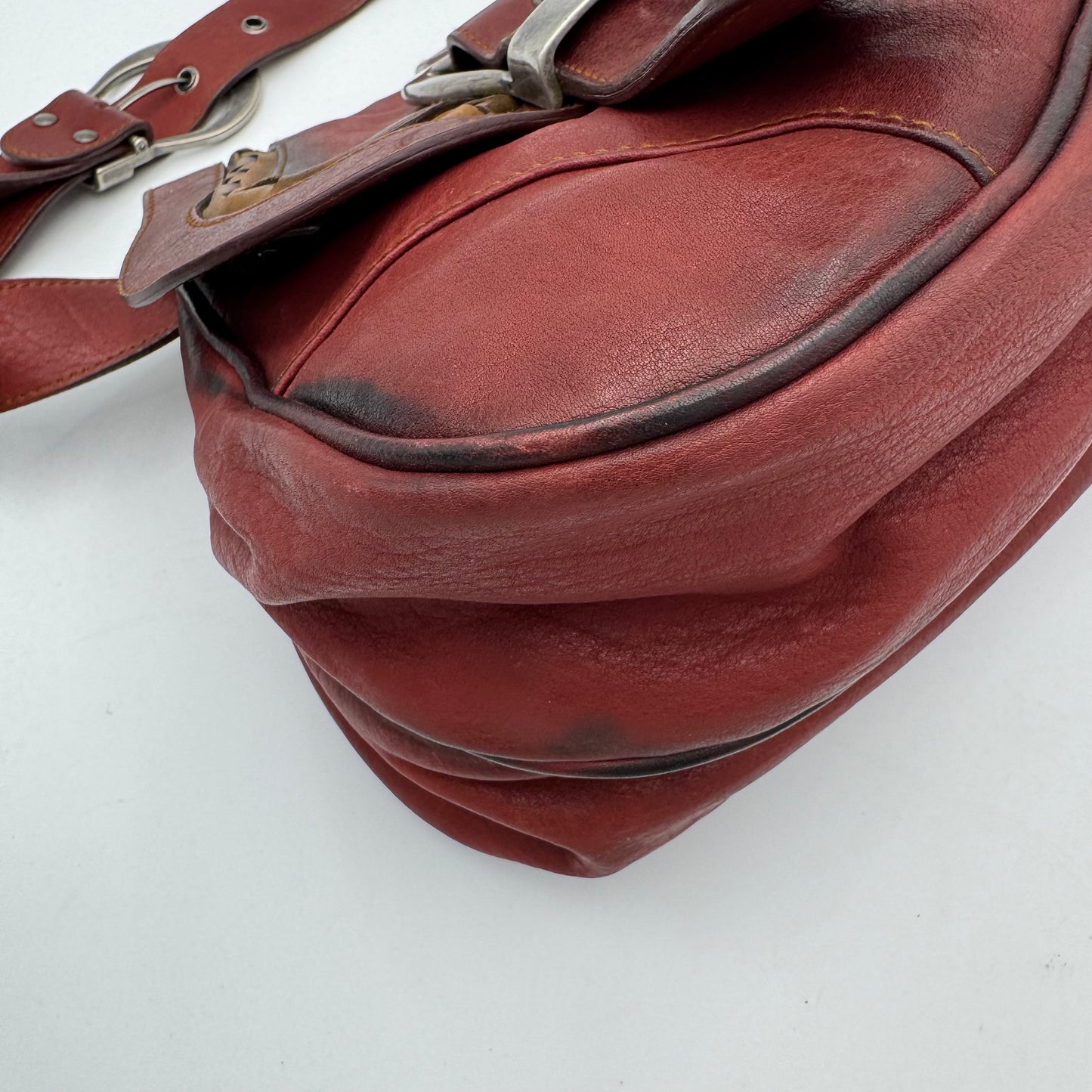 Christian Dior Brick Red Leather Gaucho Double Saddle