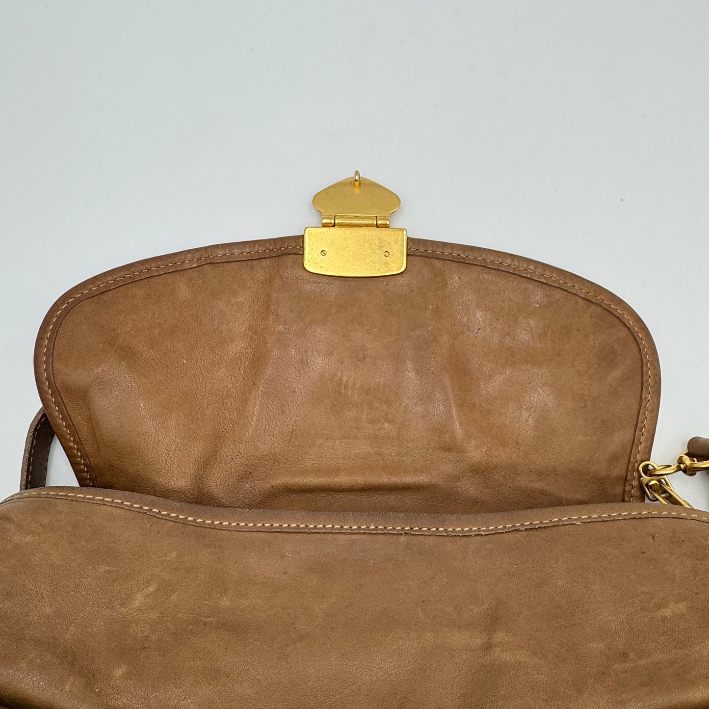 Miu Miu Brown Leather Matelasse Coffer Handbag