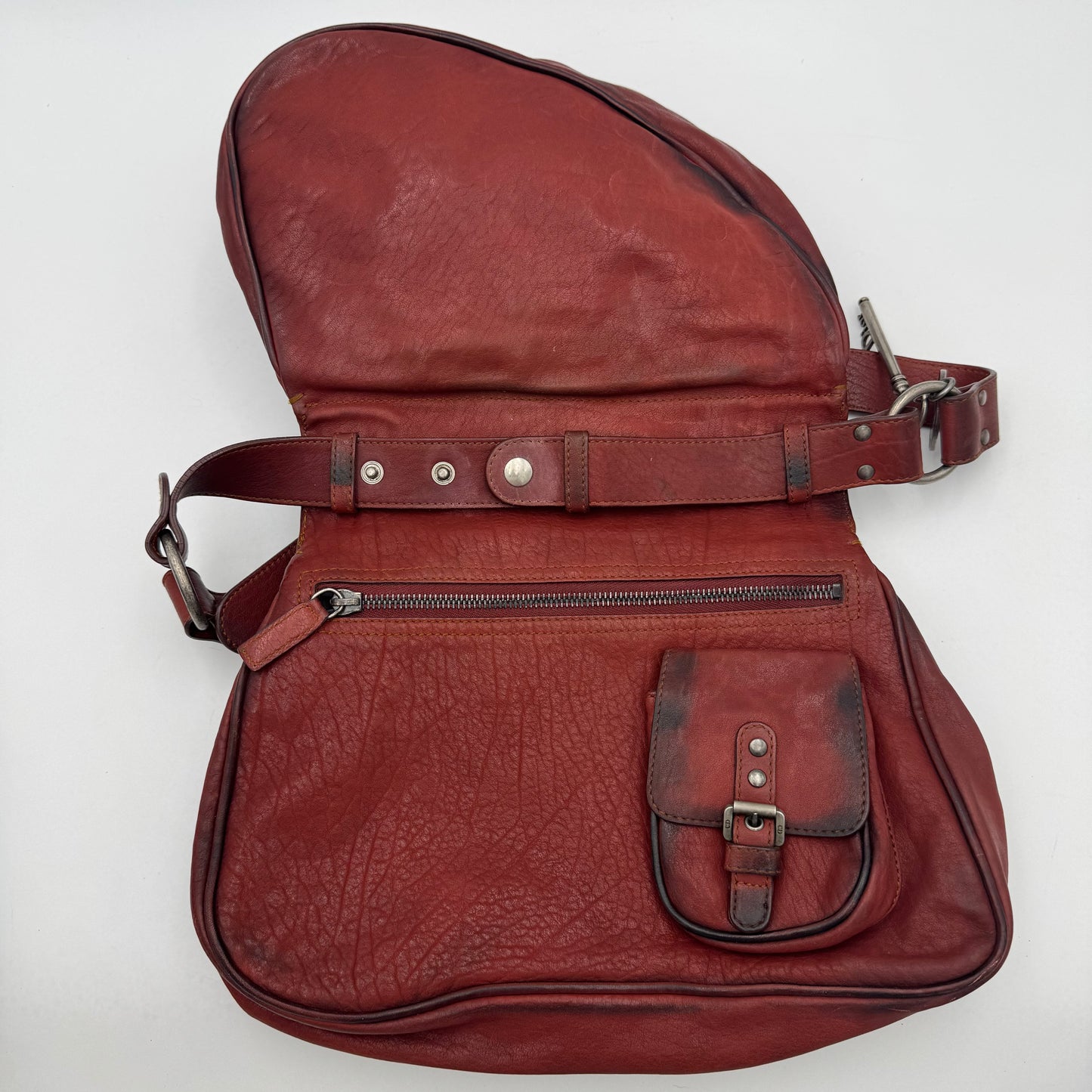 Christian Dior Brick Red Leather Gaucho Double Saddle