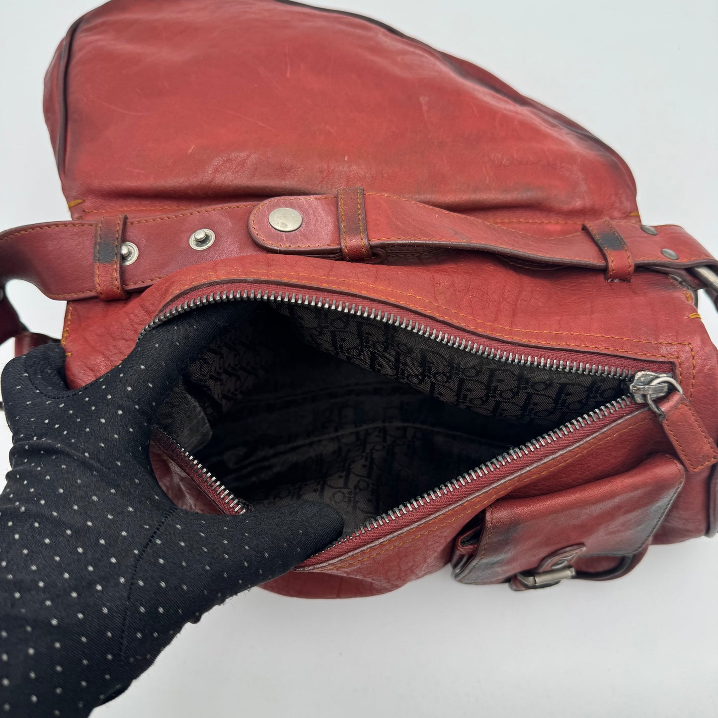 Christian Dior Brick Red Leather Gaucho Double Saddle