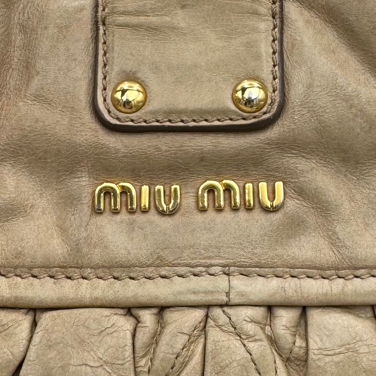 Miu Miu Beige Matelasse Leather Large Coffer Satchel