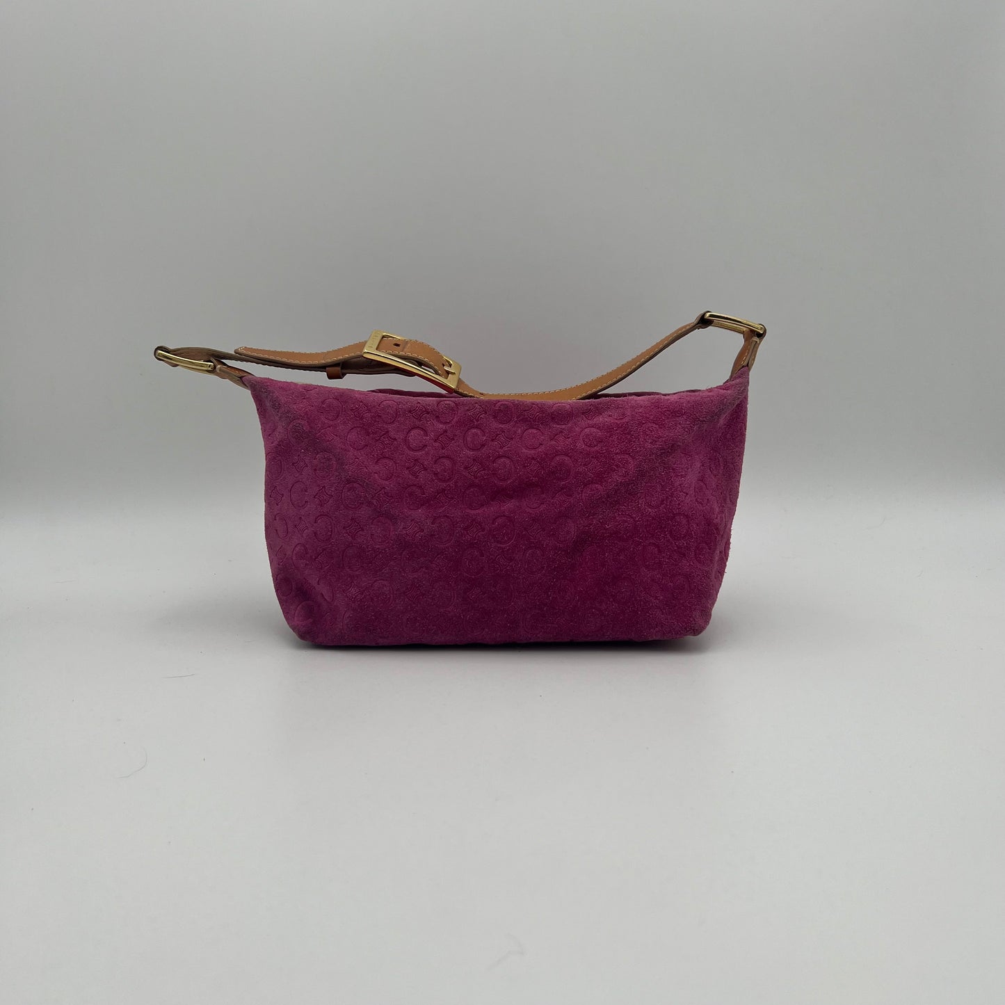 Celine Paris Pink C Triomphe Suede Hobo Shoulder Bag