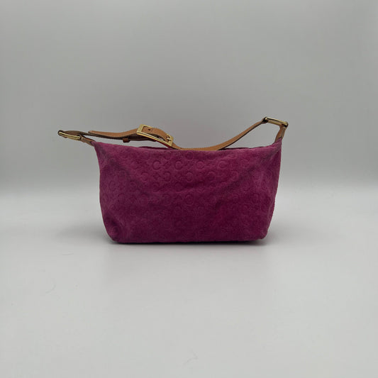 Celine Paris Pink C Triomphe Suede Hobo Shoulder Bag