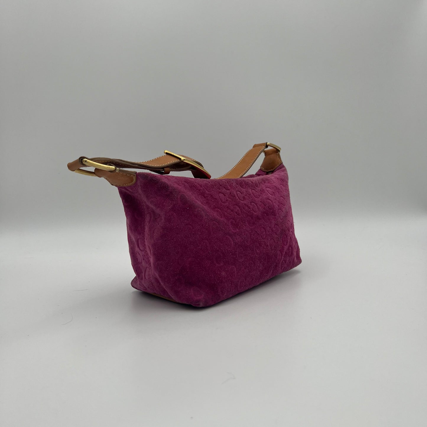 Celine Paris Pink C Triomphe Suede Hobo Shoulder Bag