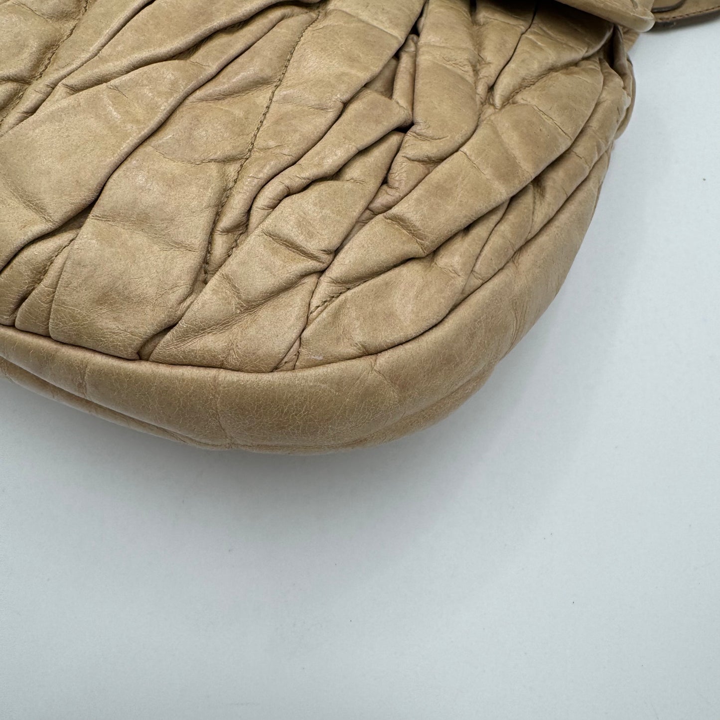 Miu Miu Beige Matelasse Leather Large Coffer Satchel
