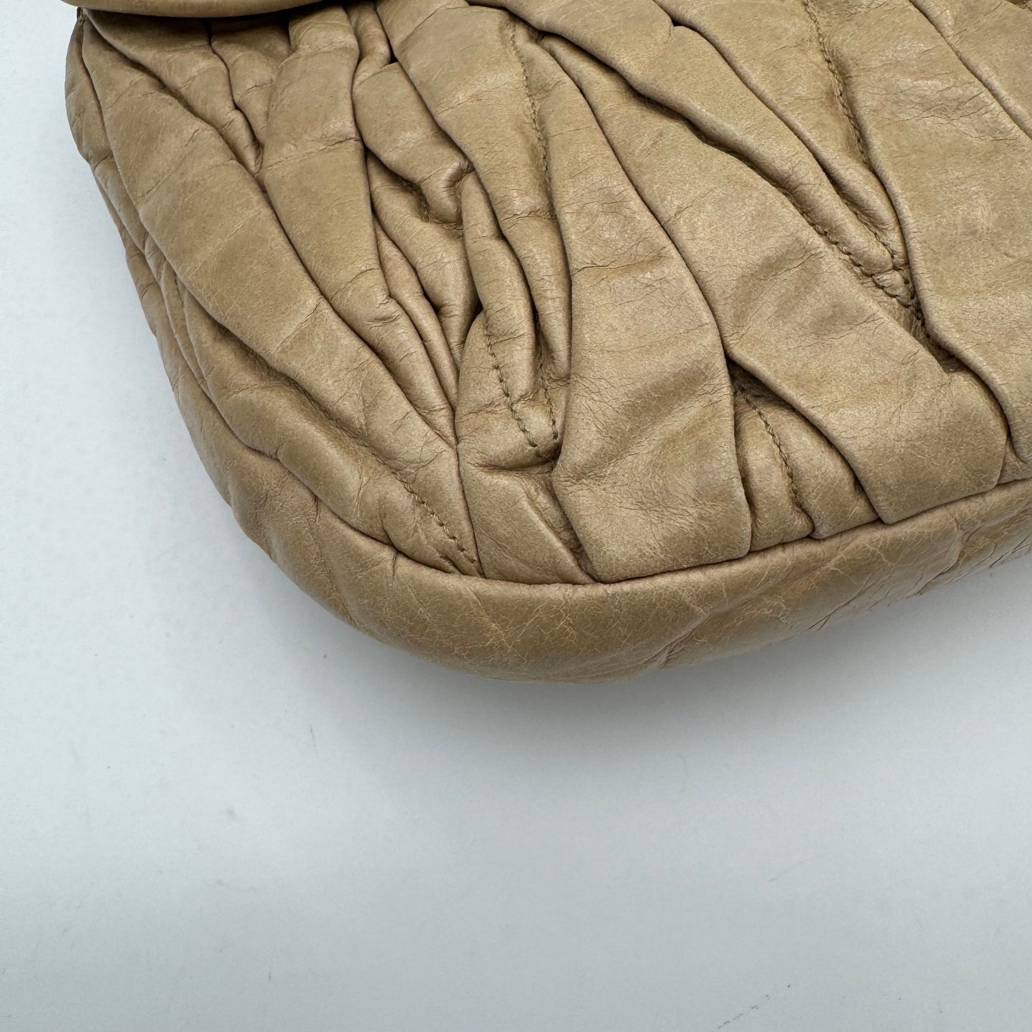 Miu Miu Beige Matelasse Leather Large Coffer Satchel