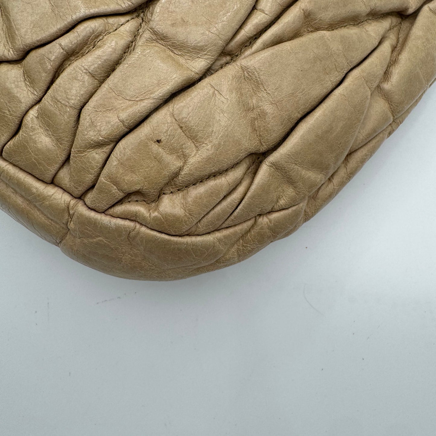 Miu Miu Beige Matelasse Leather Large Coffer Satchel