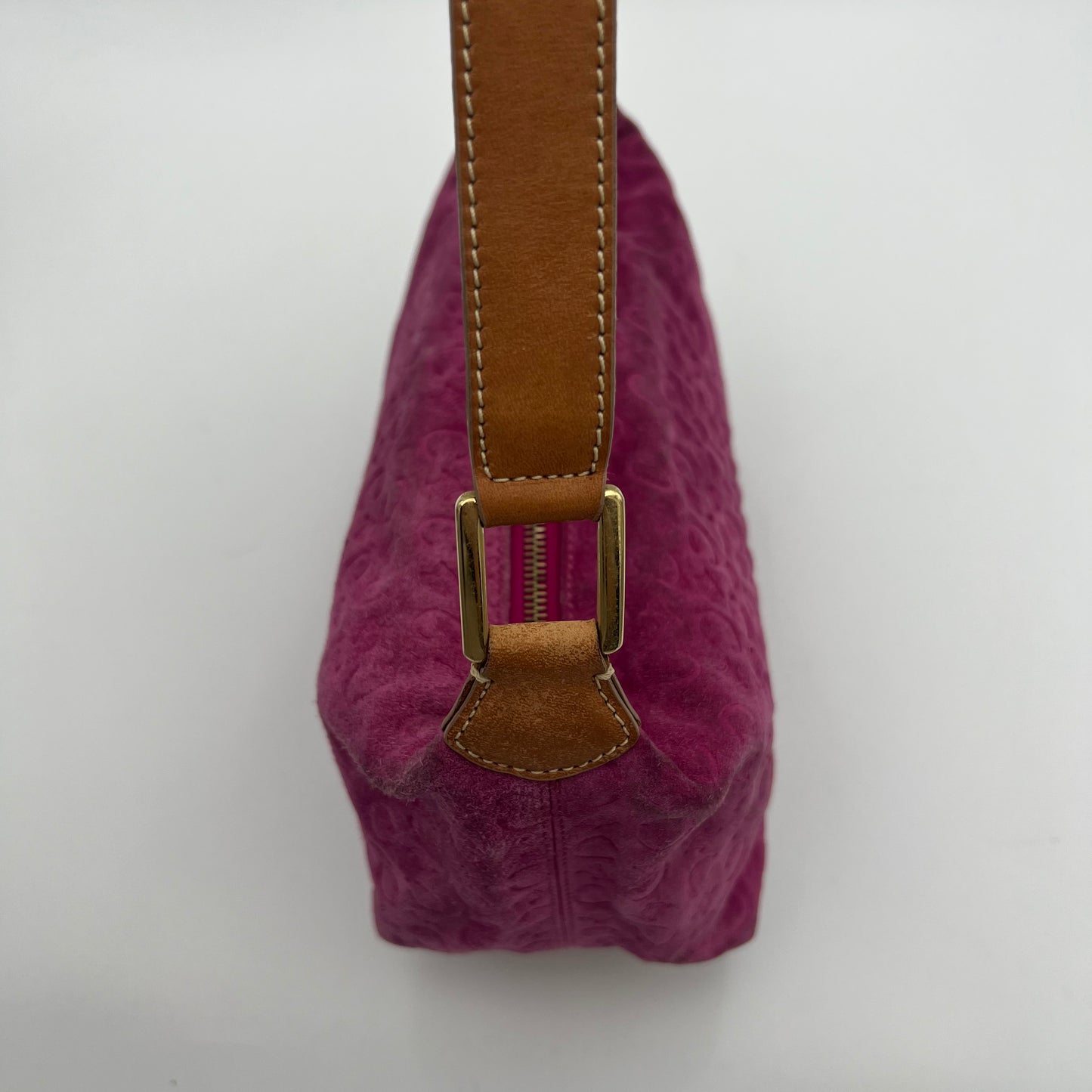 Celine Paris Pink C Triomphe Suede Hobo Shoulder Bag