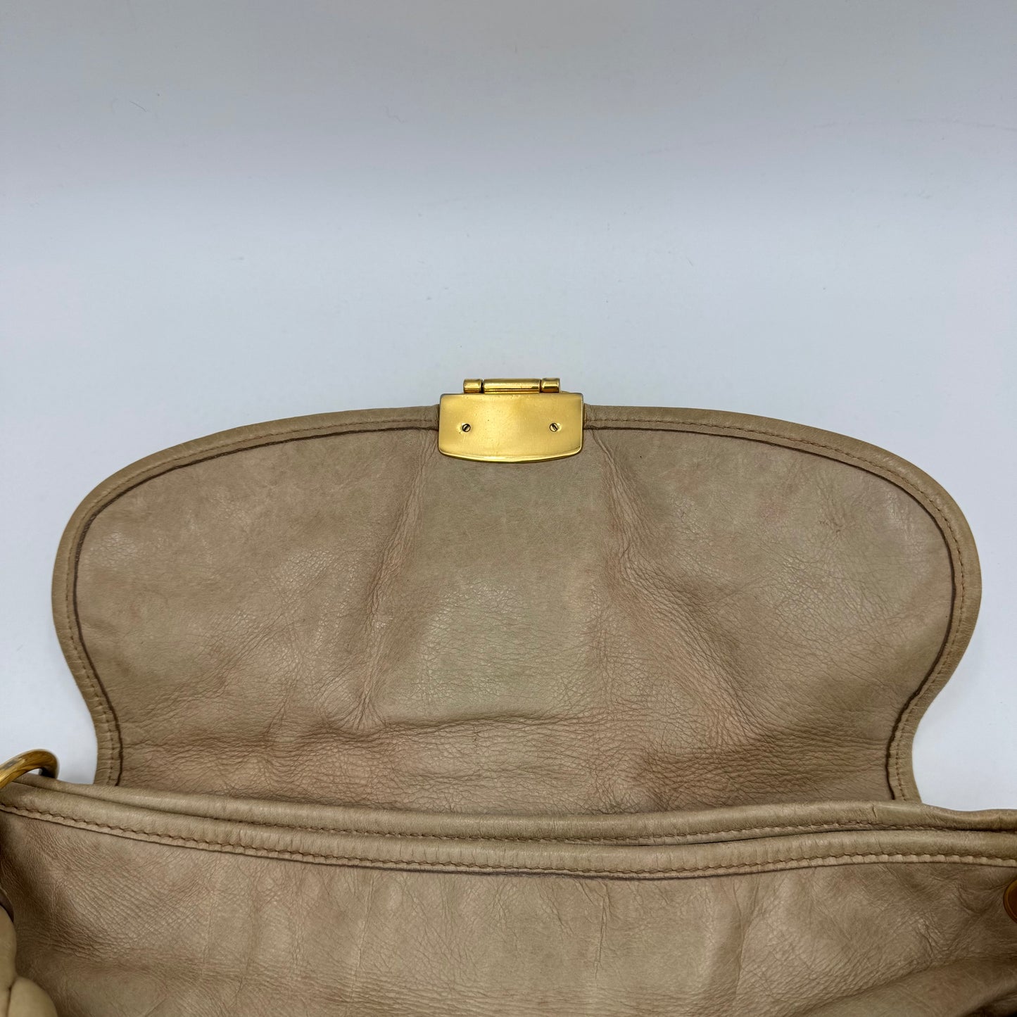Miu Miu Beige Matelasse Leather Large Coffer Satchel
